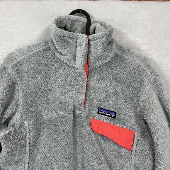 Patagonia Women's Re-Tool Medium Snap-T Pullover Gray & Coral Polartec Thermal - Picture 7 of 14